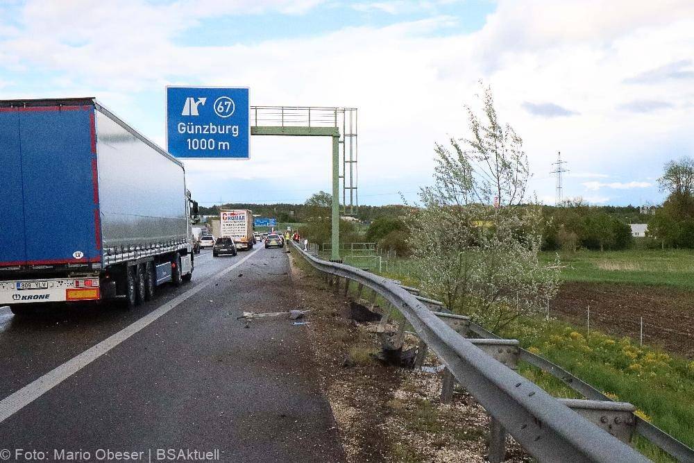 Unfall A8 zwischen Leipheim und Günzburg